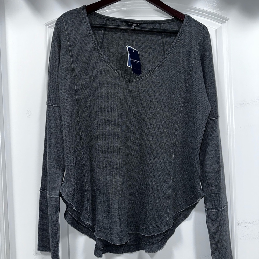 Lucky Brand Charcoal Long Sleeve Top